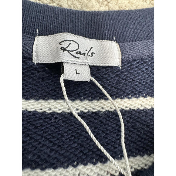 Rails Dom Sweatshirt Womens L Navy White Stripe Crewneck Comfort Chic NWT $158 - Picture 9 of 9